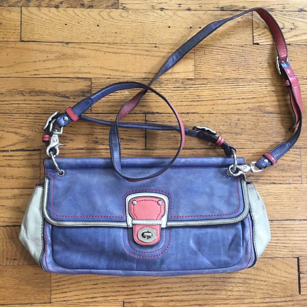 Colorful all leather coach crossbody.
